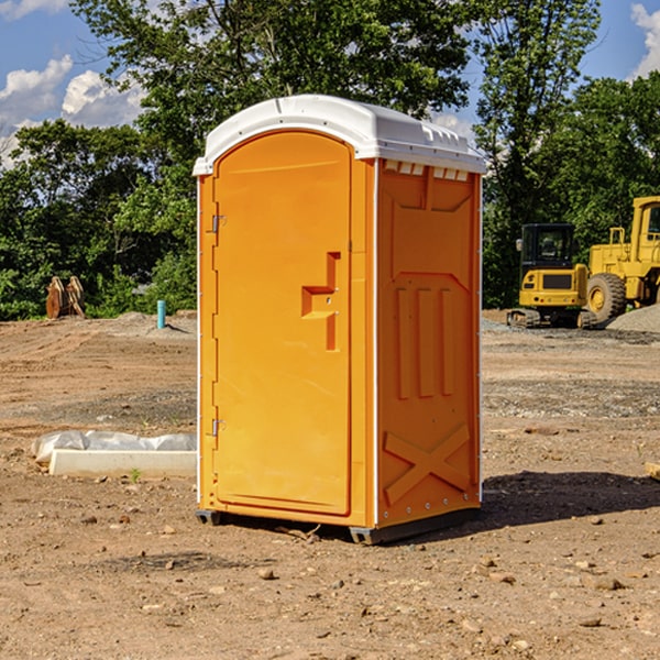 how often are the portable restrooms cleaned and serviced during a rental period in Galena